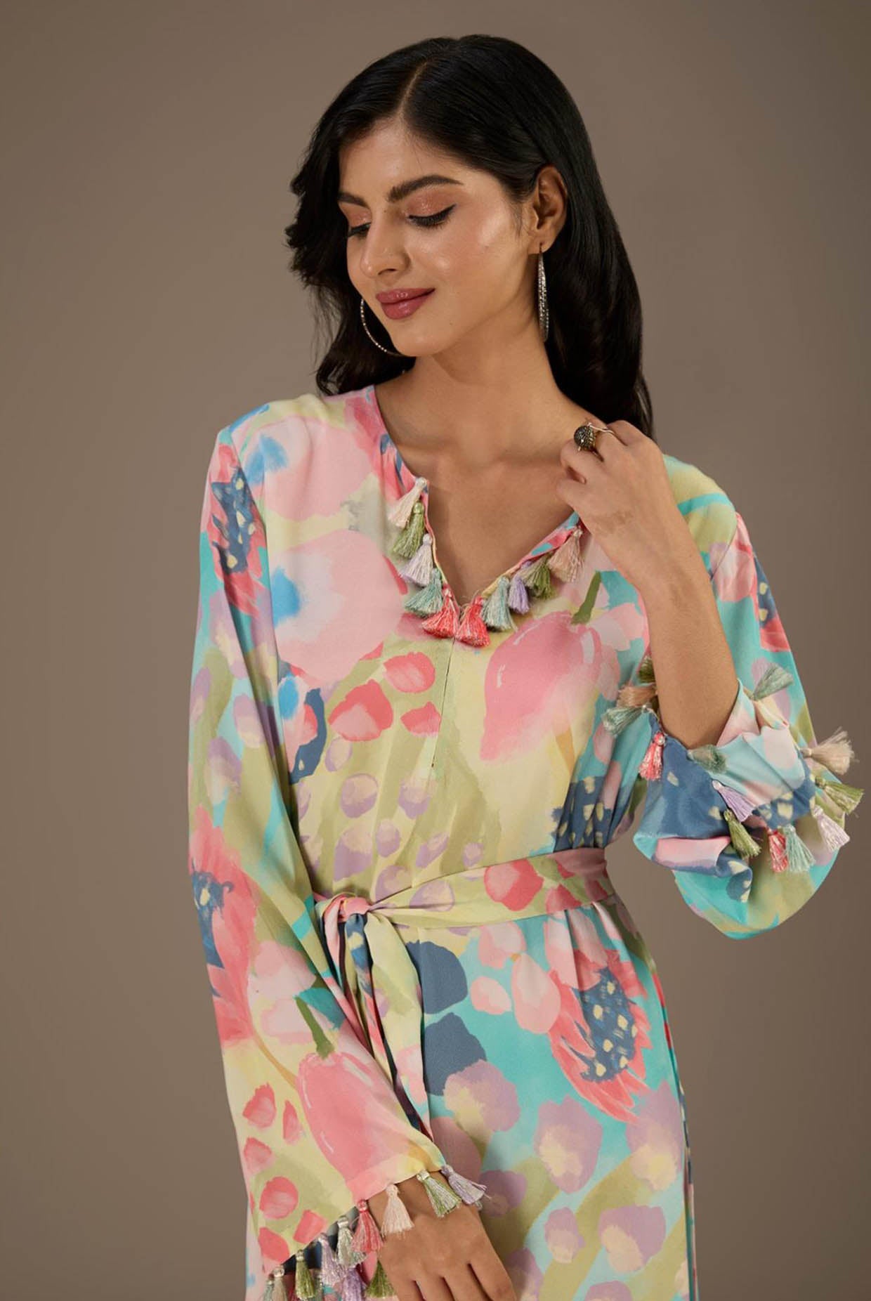 Euphoria Printed Long Beyza Kaftan