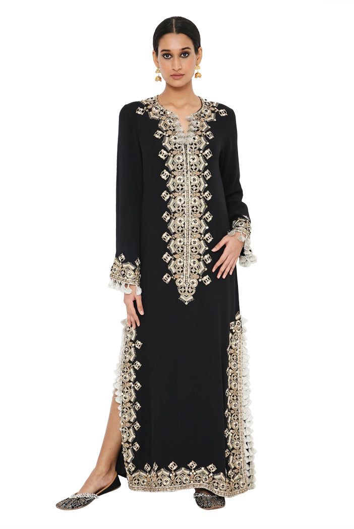 Nadima Black Colour Embroidered Kaftan
