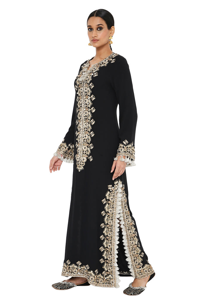 Nadima Black Colour Embroidered Kaftan