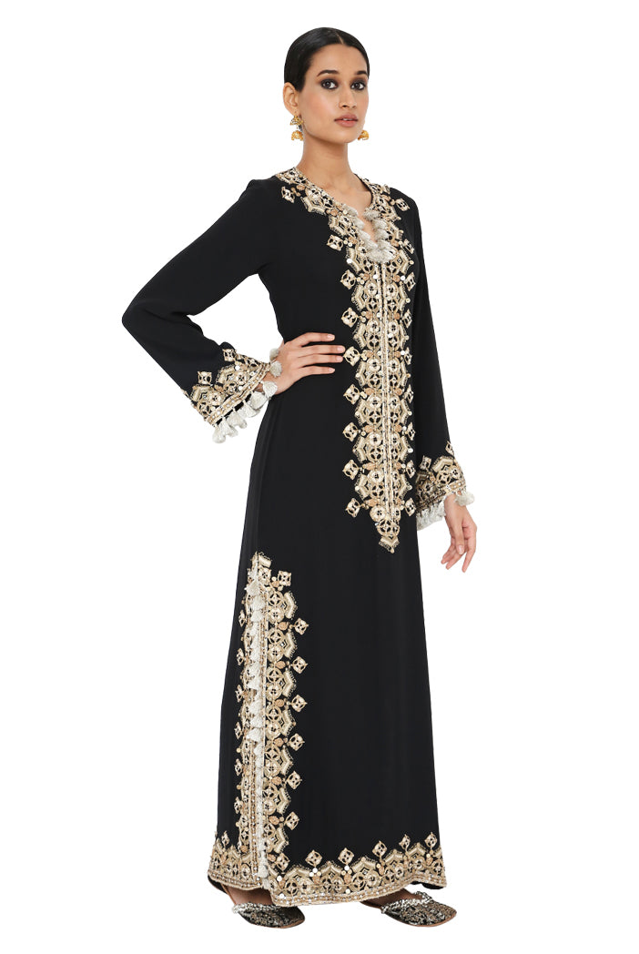 Nadima Black Colour Embroidered Kaftan