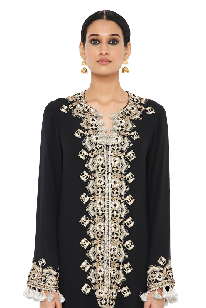 Nadima Black Colour Embroidered Kaftan