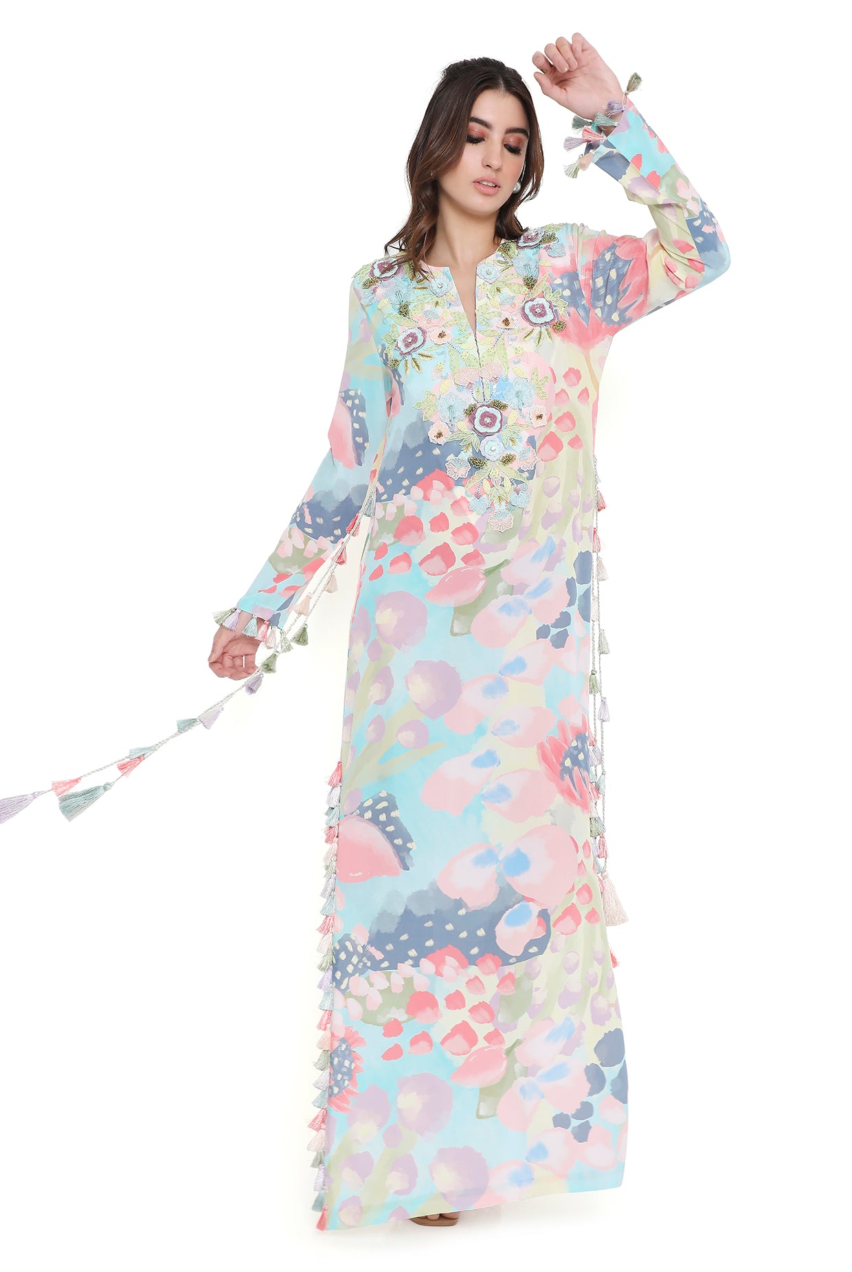 Luisa Euphoria Print Embroidered Beyza Kaftan
