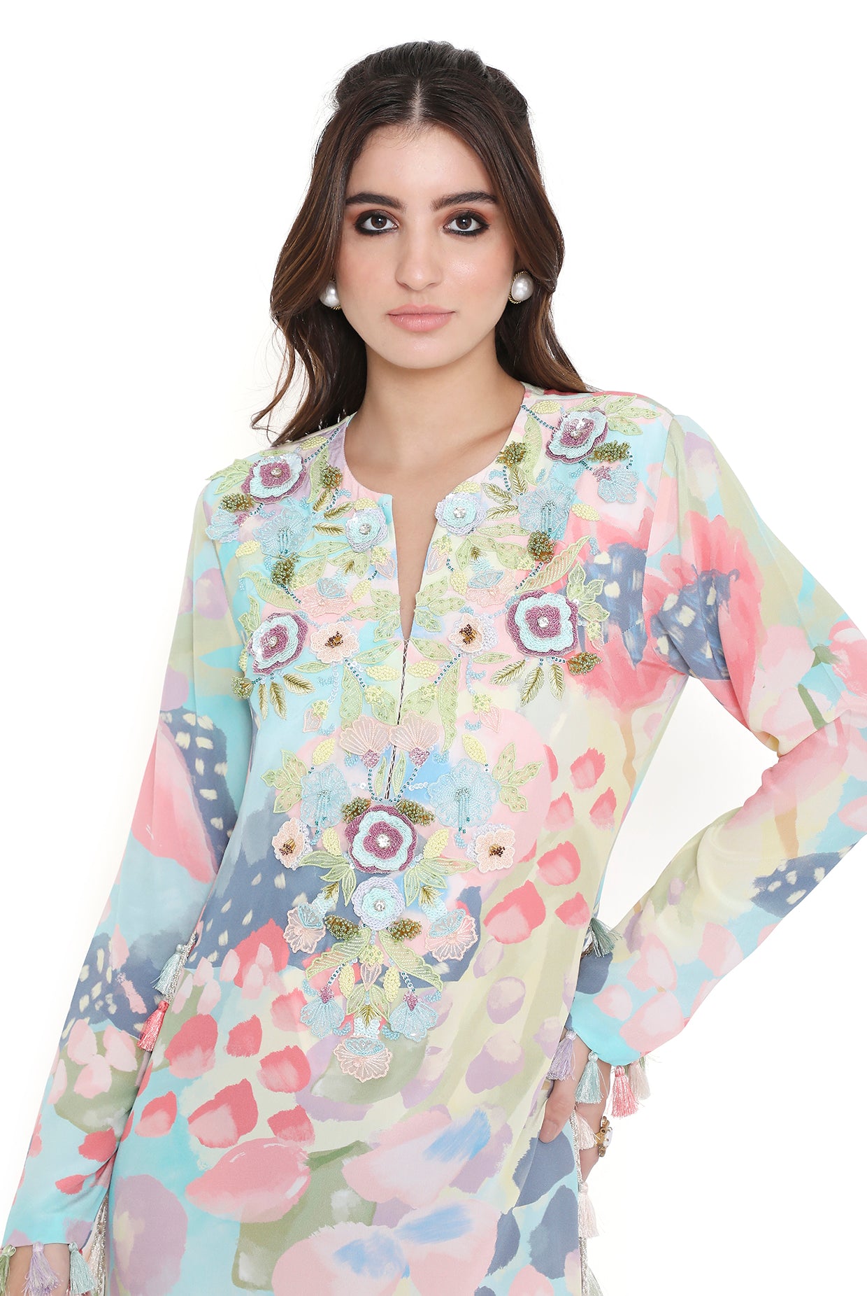 Luisa Euphoria Print Embroidered Beyza Kaftan