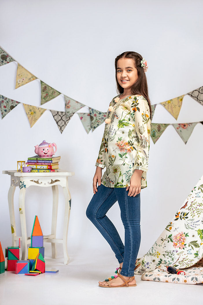 Ivory Printed Silkmul Tunic