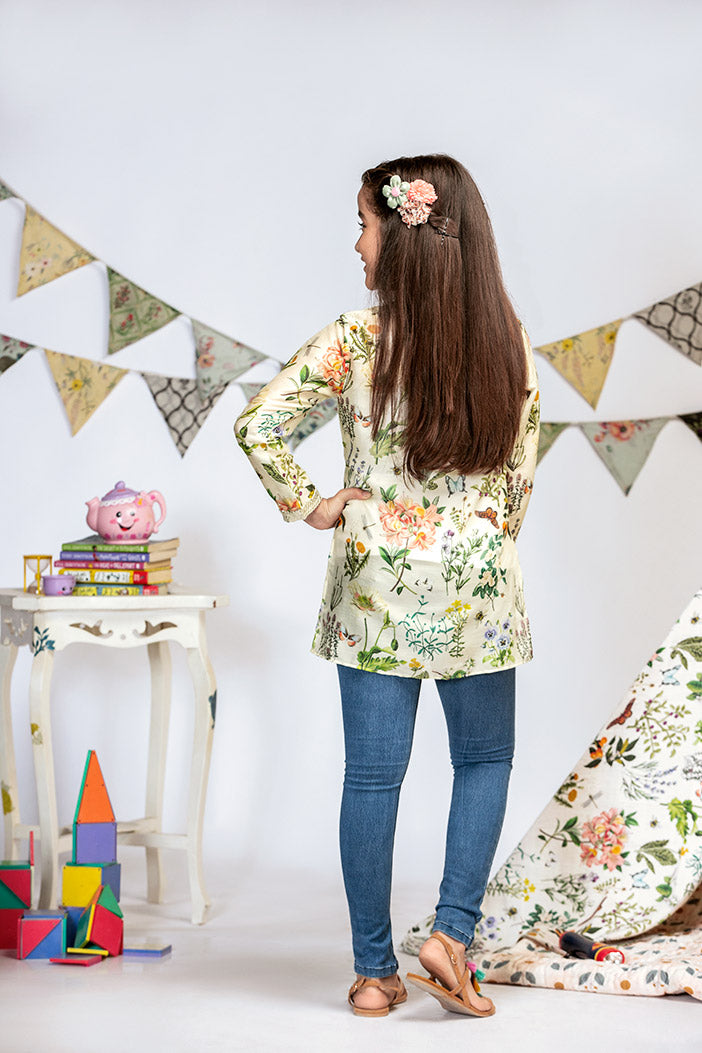 Ivory Printed Silkmul Tunic