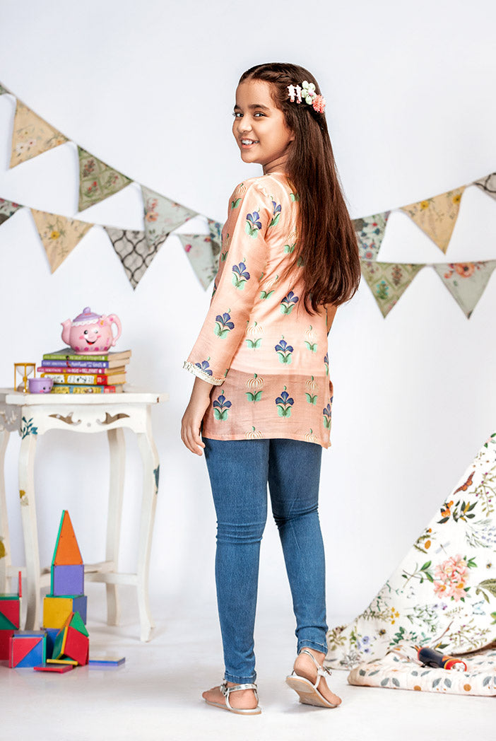 Coral Printed Silkmul Tunic