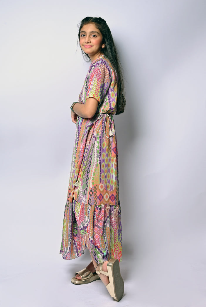 African Printed Georgette Choli With Flared Skirt