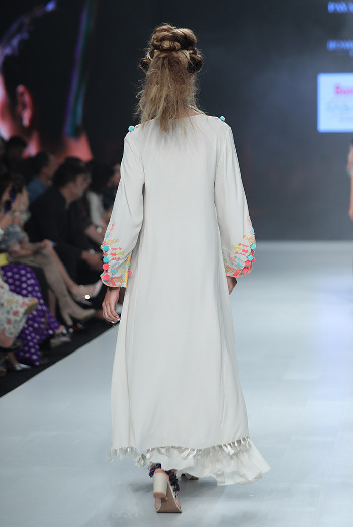 Friya Chalk White Georgette Kurta with Frill Palazzo