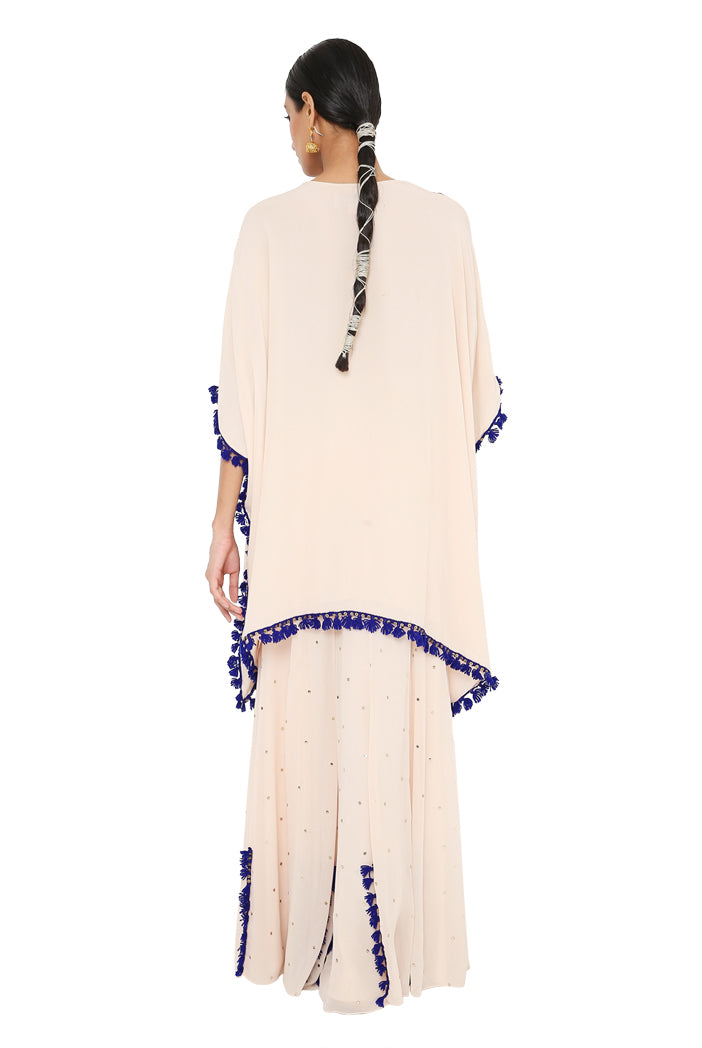 Faiza Chalk White Colour Short Kaftan With Dot Mukaish Sharara
