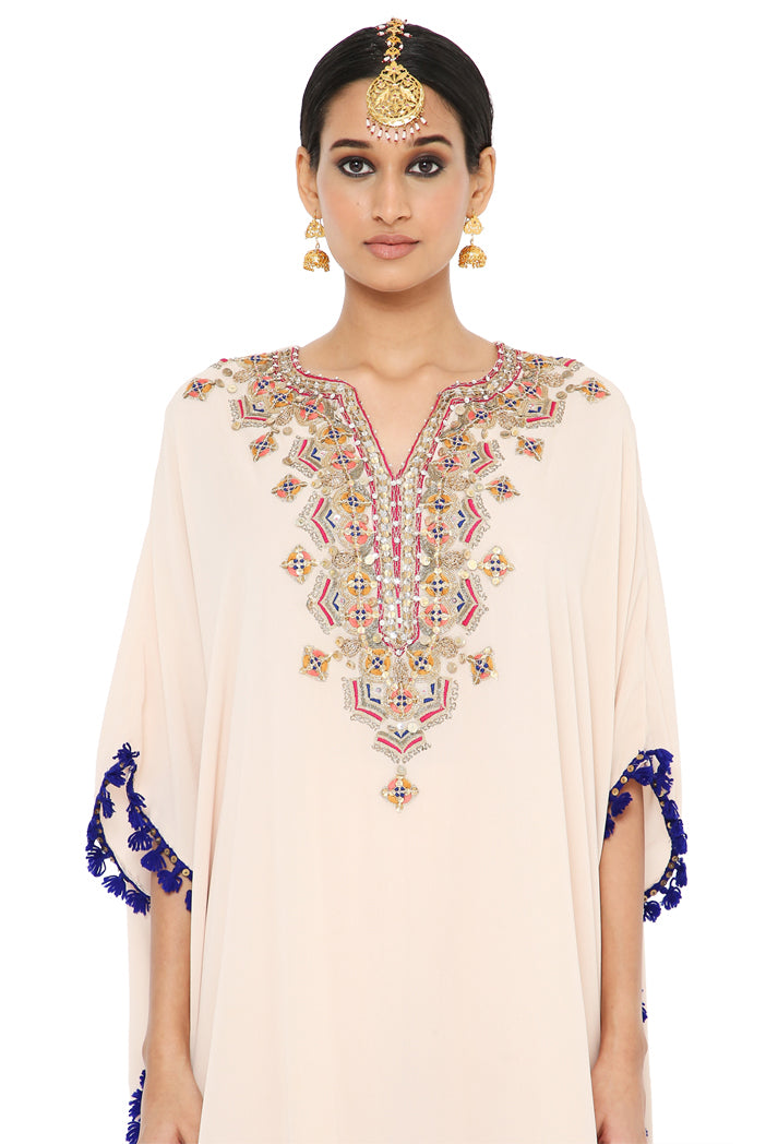 Faiza Chalk White Colour Short Kaftan With Dot Mukaish Sharara