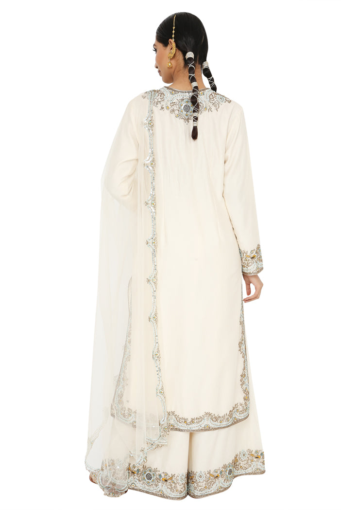 Inaya Off White Colour Embroidered Kurta With Palazzo And Dupatta