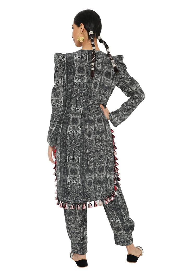 Nura Printed Crepe Embroidered Kurta With Jogger Salwar