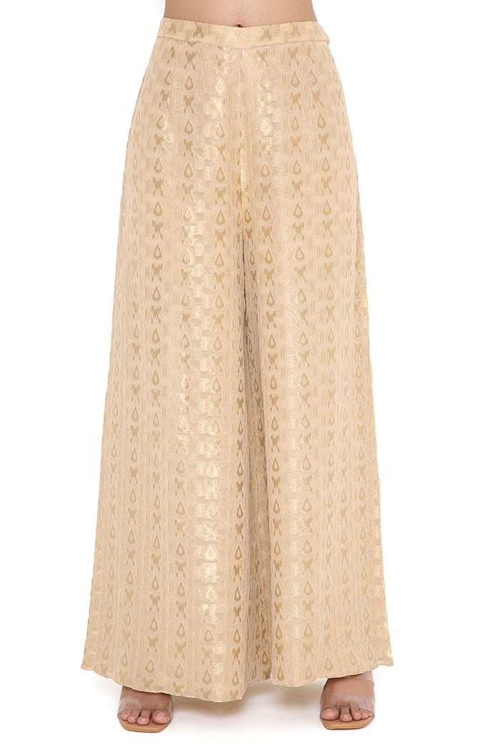 Stone Banarasi Georgette Embroidered Kurta And Palazzo With Mukaish Net Dupatta