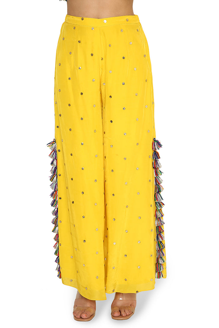 Helena Yellow Colour Silk Embroidered Kurta With Palazzo And Net Dupatta