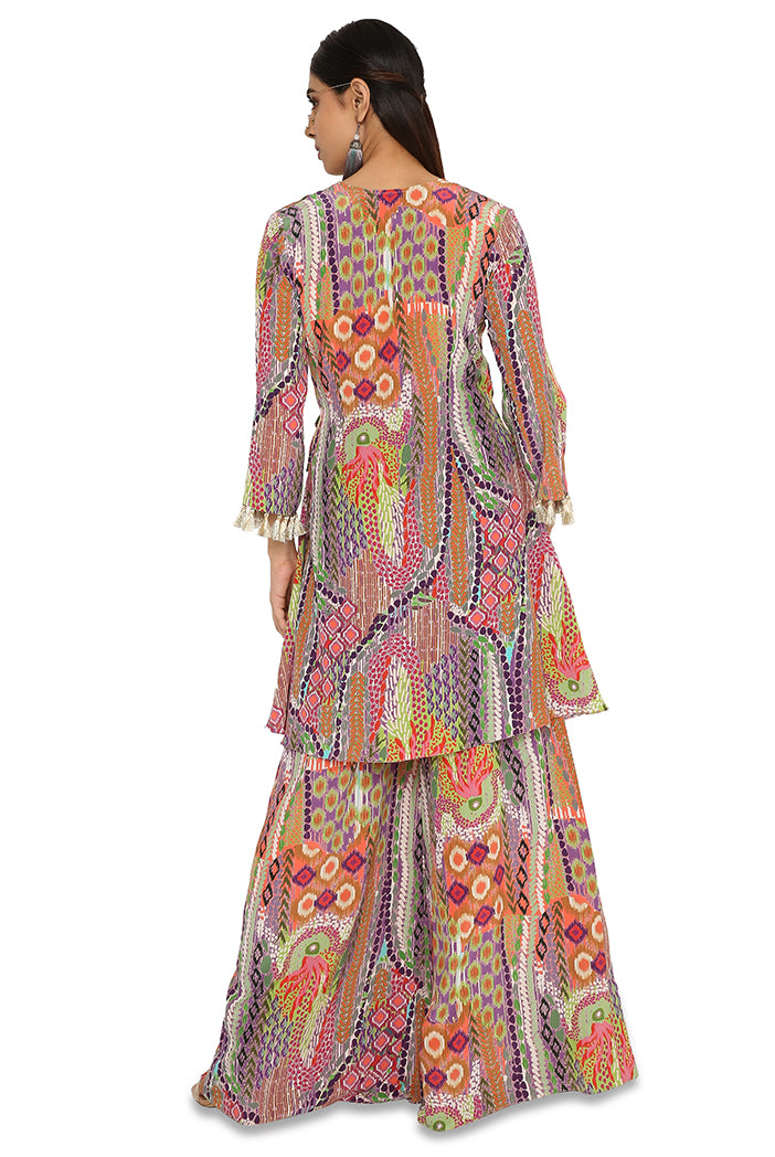 Minal African Print Crepe Overlap Top With Palazzo