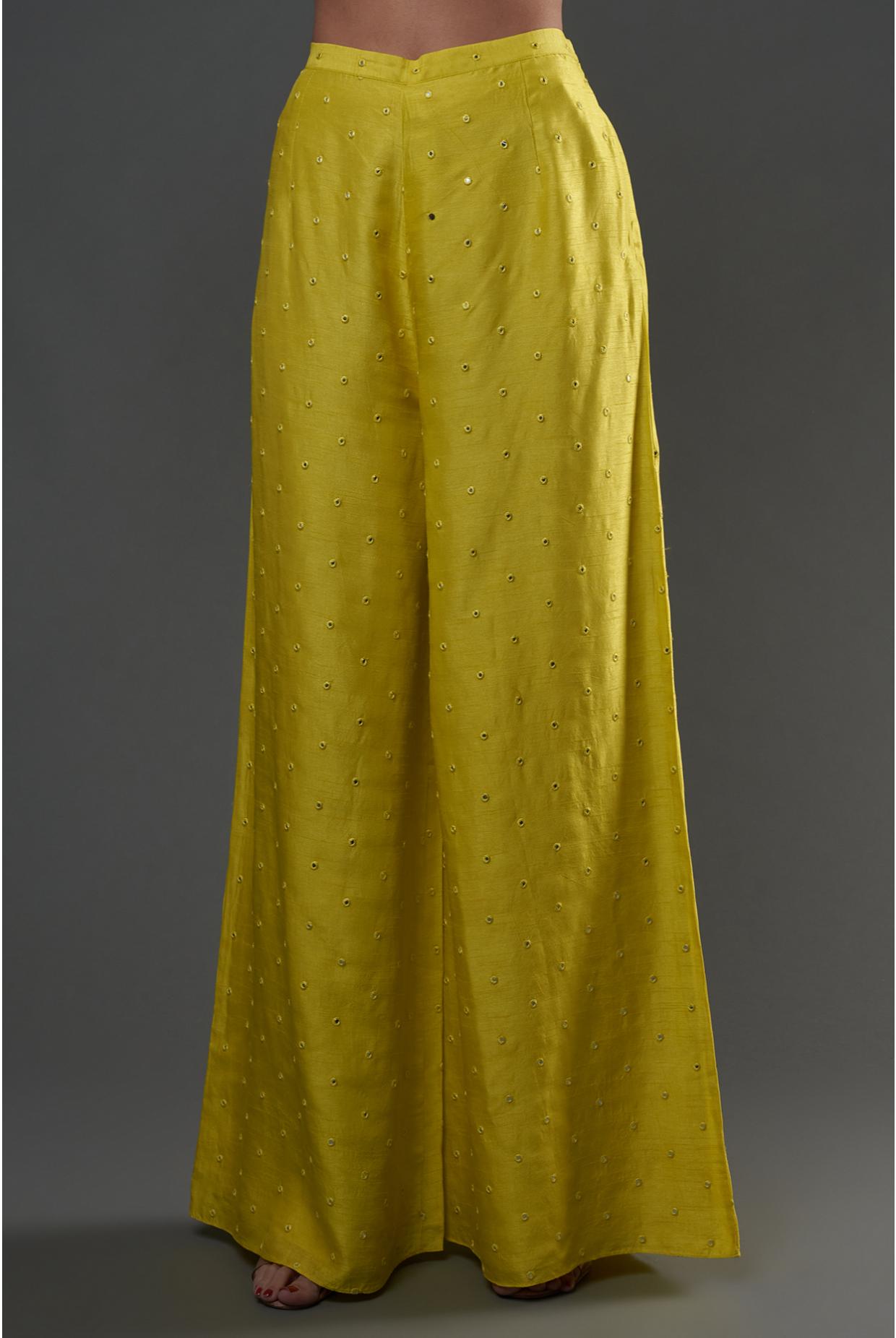 Yellow Embroidered Kurta & Palazzo With Dupatta