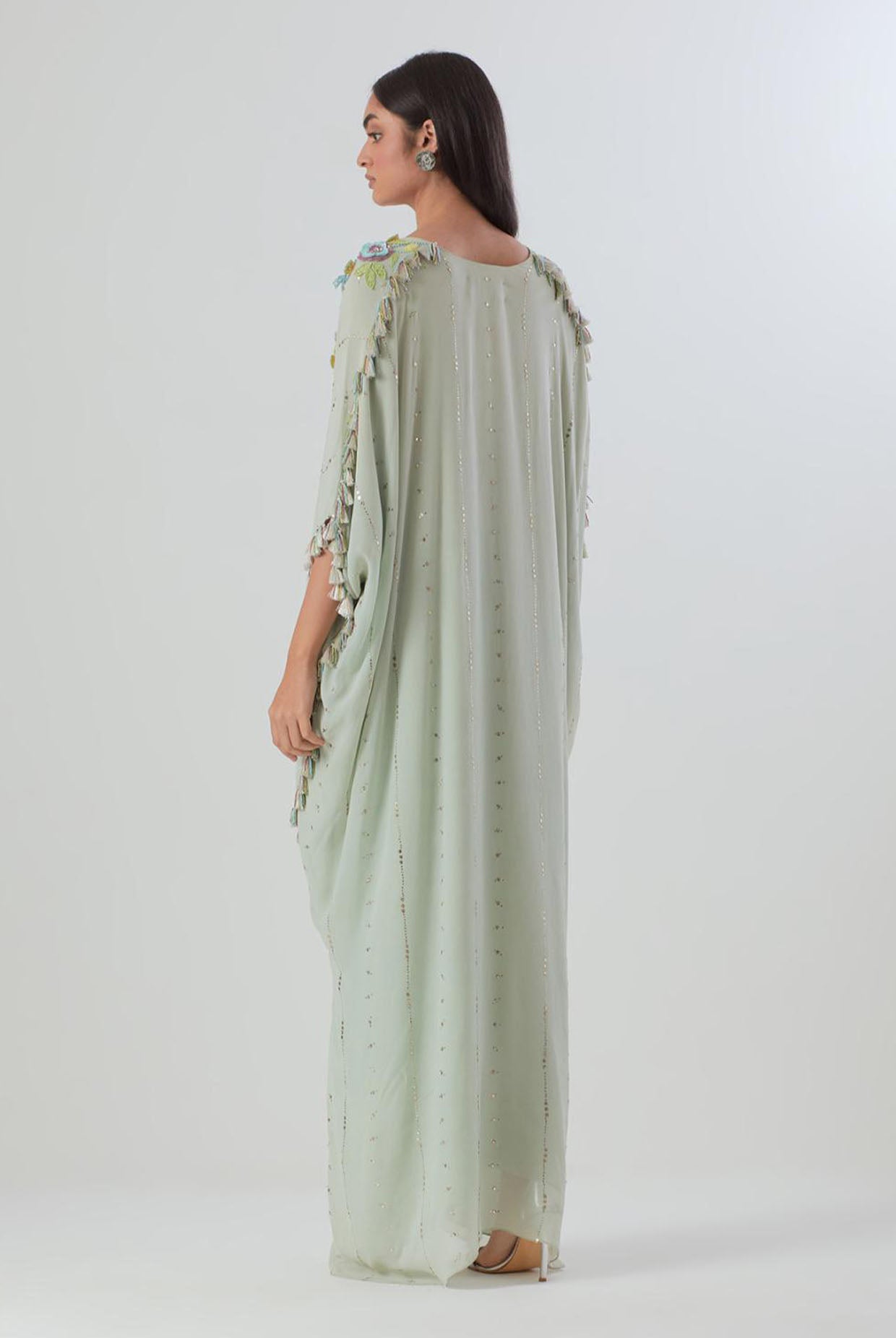 Powder Blue Embroidered High Low Kurta And Jogger Pant