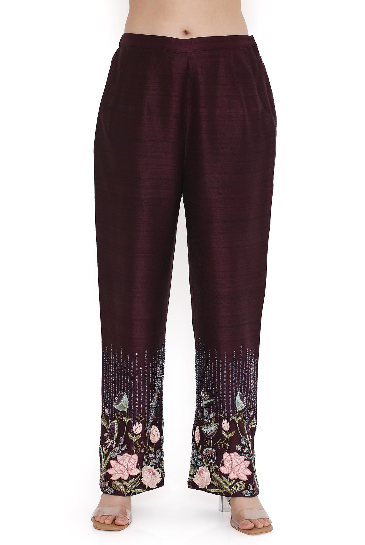 Purple Embroidered Kurta With Embroidered Pant With Dupatta