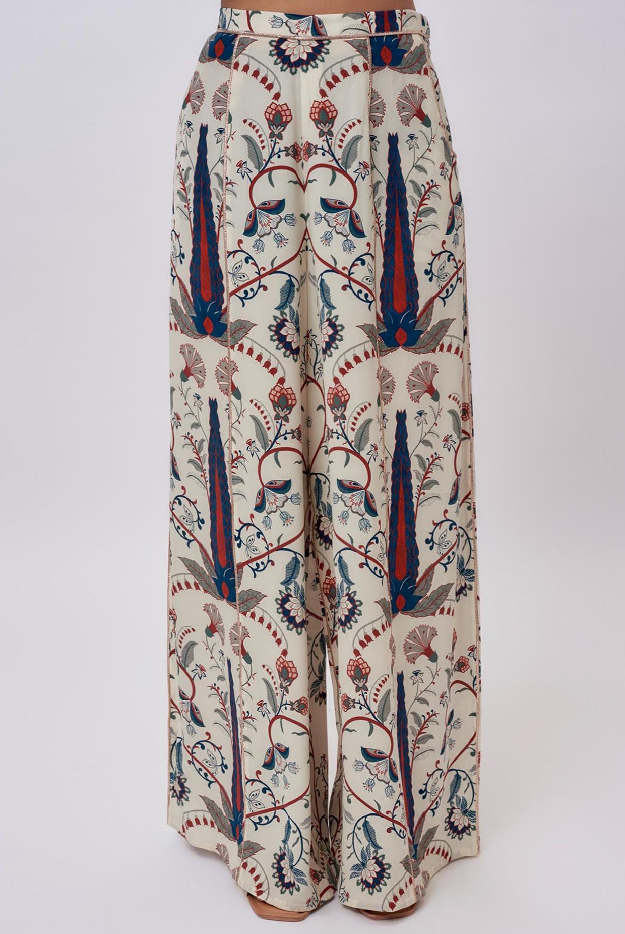 Blue Forest Whisper Print Crepe Embroidered Kurta And Crepe Pant With Organza Embroidered Dupatta.