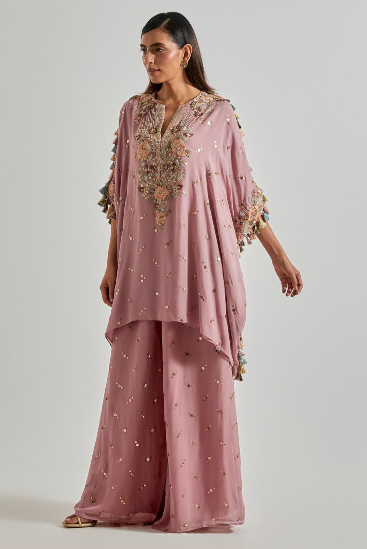 Lilac Kaftan with Mukaish Palazzo