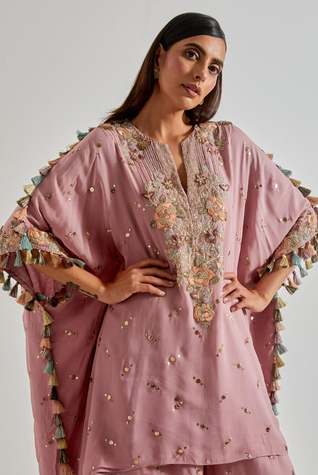 Lilac Kaftan with Mukaish Palazzo