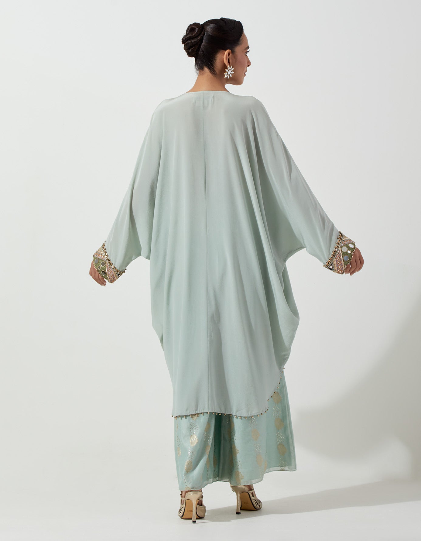 Powder Blue Crepe Cowl Top And Palazzo