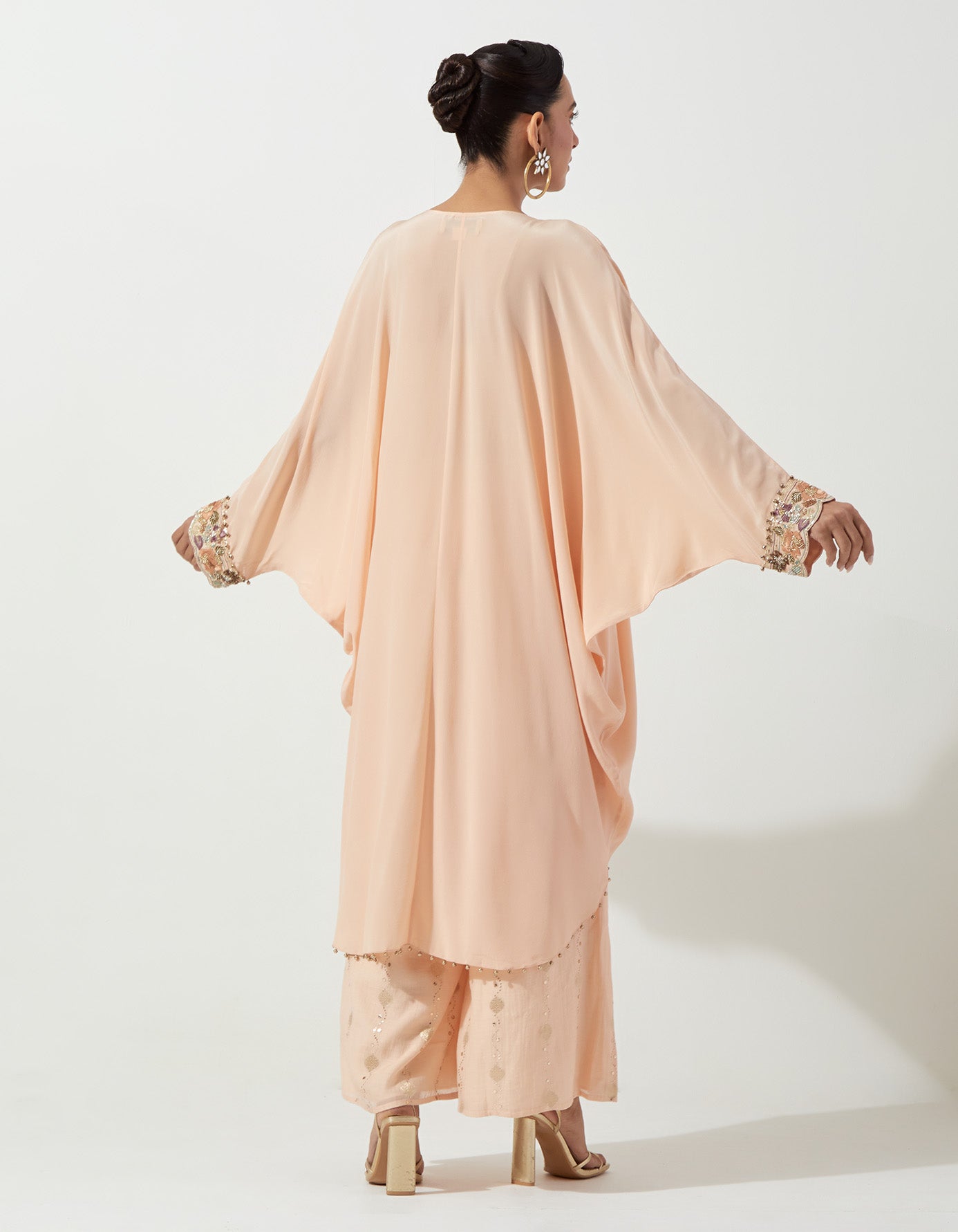 Peachy Pink Kaftan With Palazzo