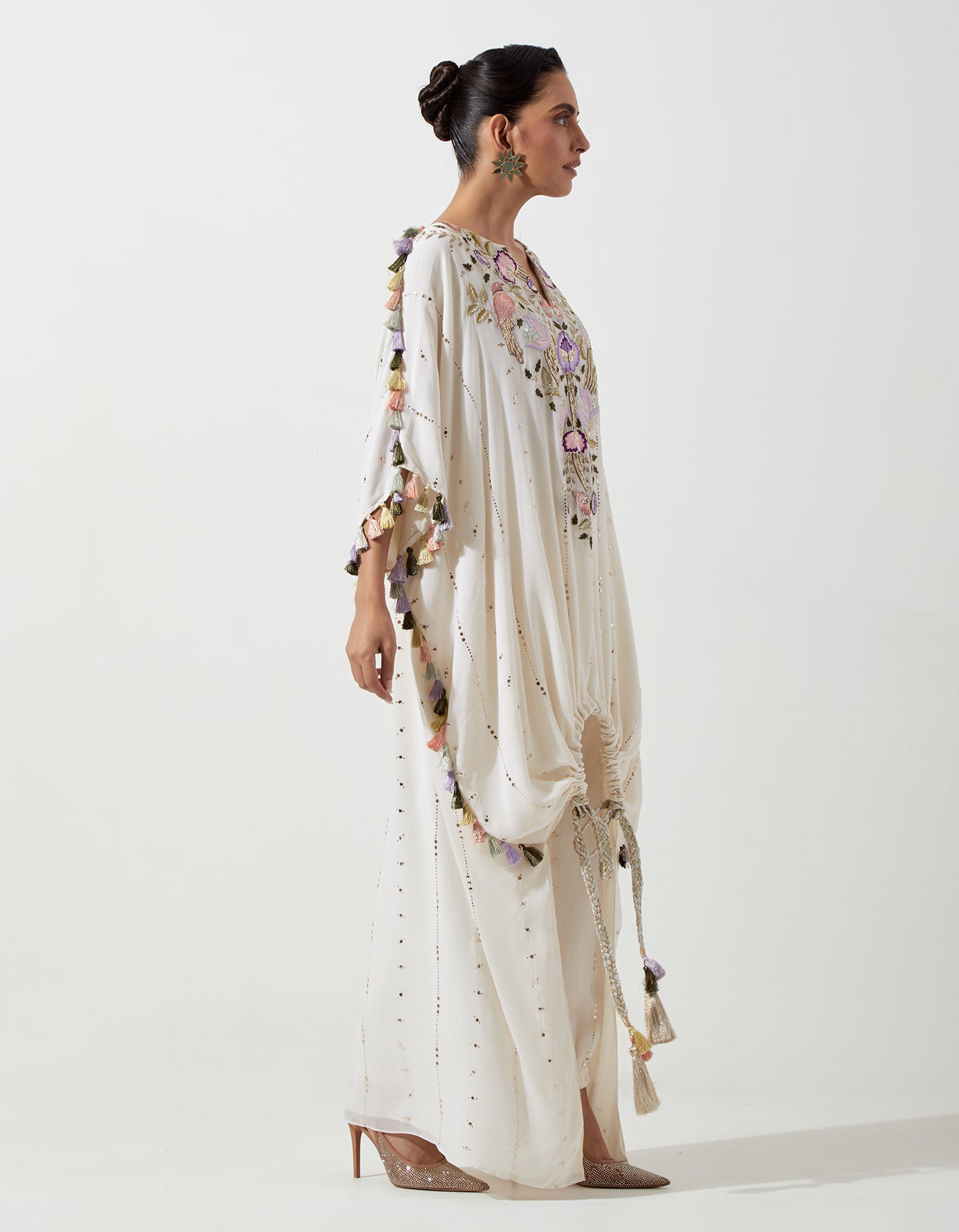 Off-White High Low Kaftan And Jogger Pants