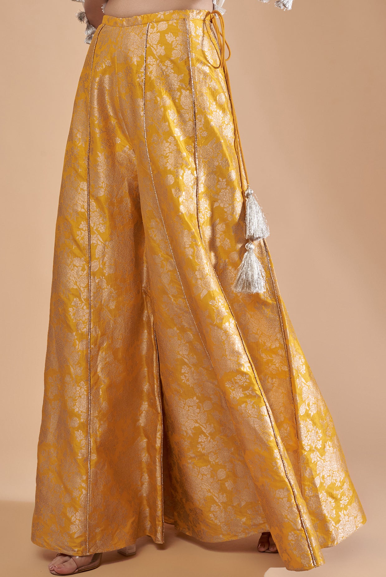 Off White Embroidered Kurta With Sharara And Dupatta