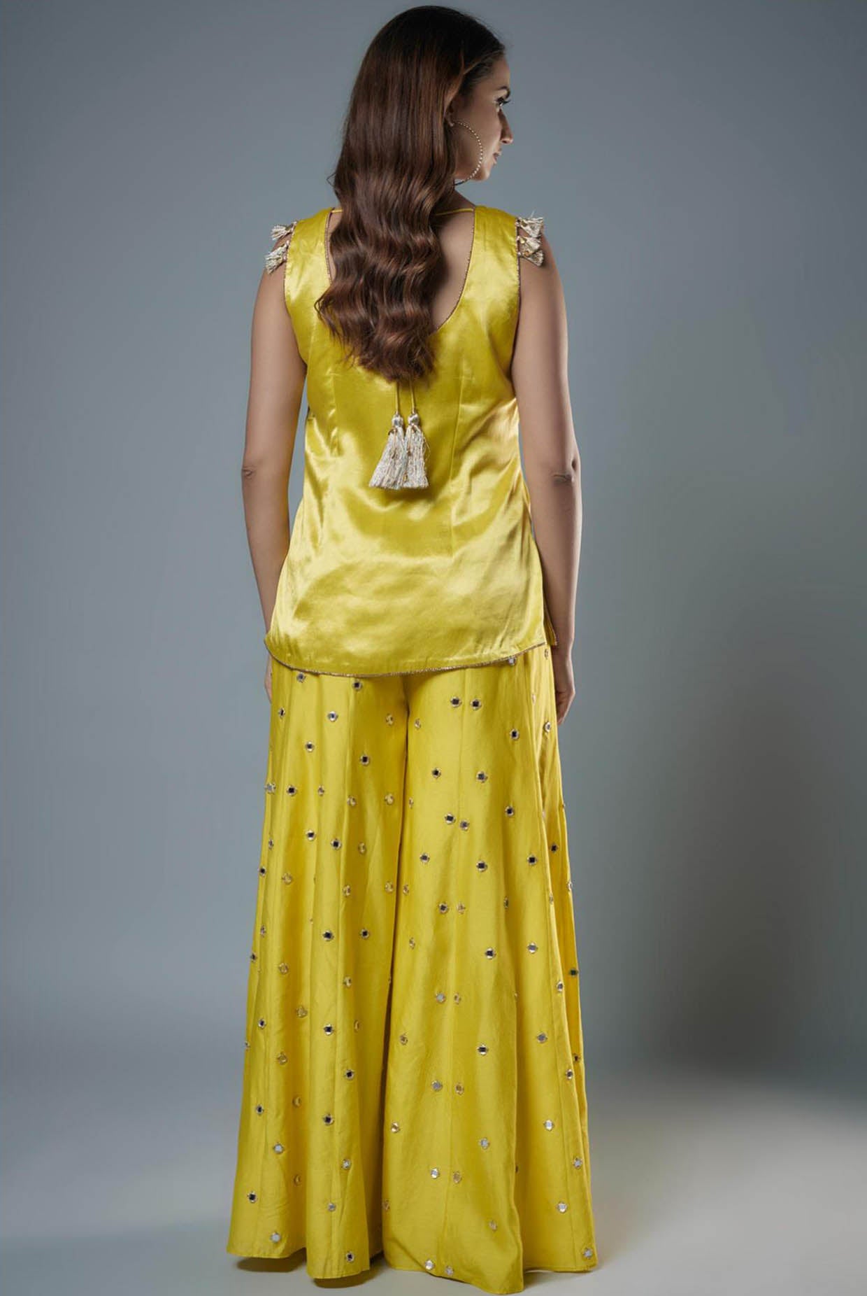 Lime Green Embroidered Kurta And Embroidered Sharara With Dupatta