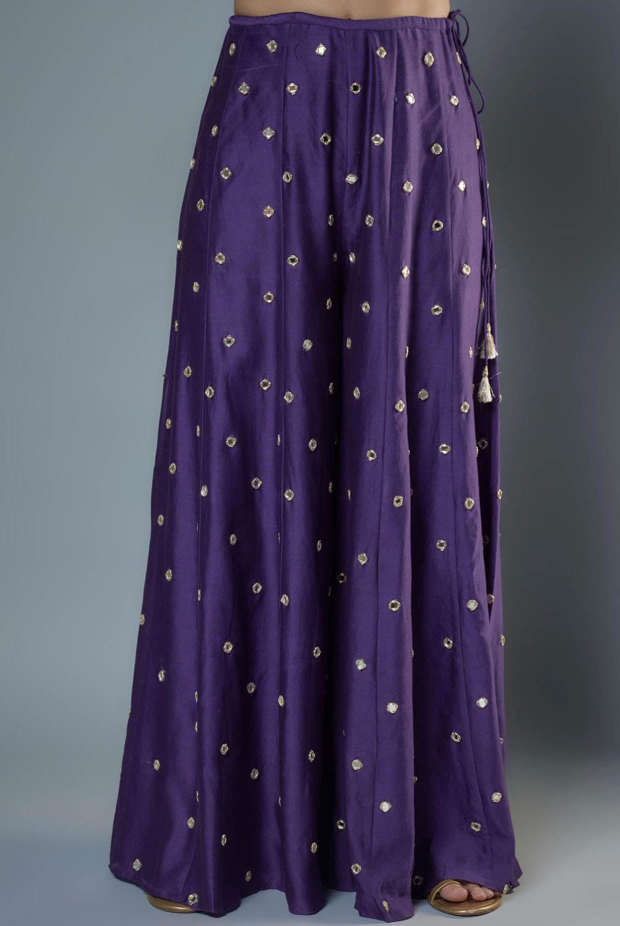 Purple Embroidered Kurta And Sharara With Dupatta