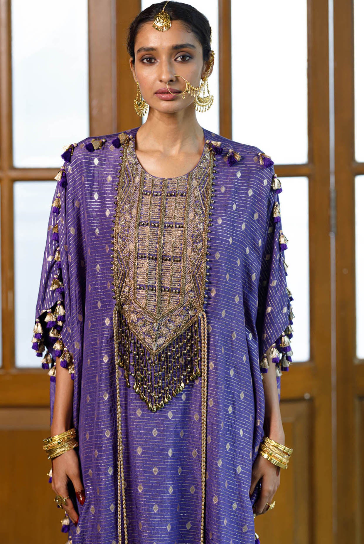 Razia Purple Embroidered Kaftan And Salwar