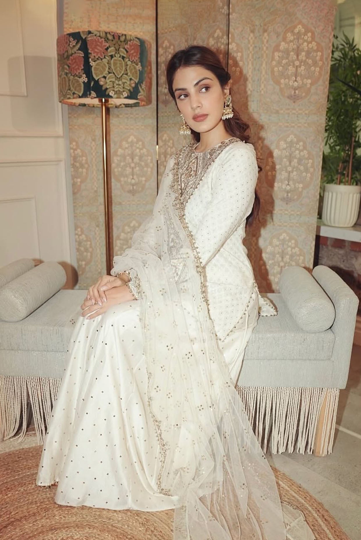 Shama Off-White Katarva Embroidered Kurta And Sharara With Dupatta