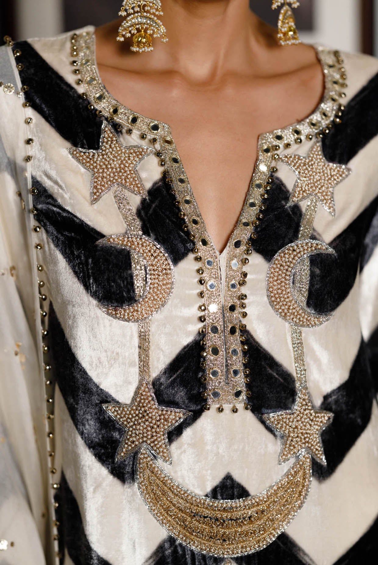 Asfi Black & White Embroidered Kurta And Patiala Salwar With Dupatta