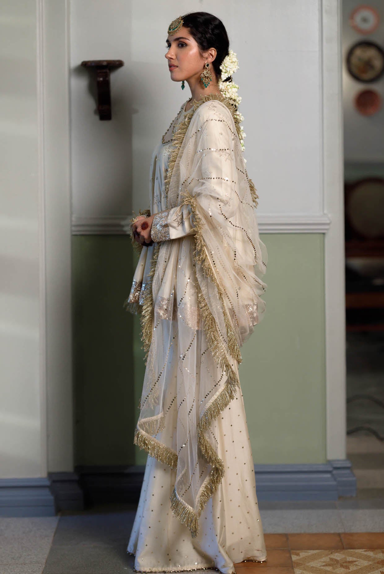 Afreen Stone Embroidered And Sharara With Dupatta