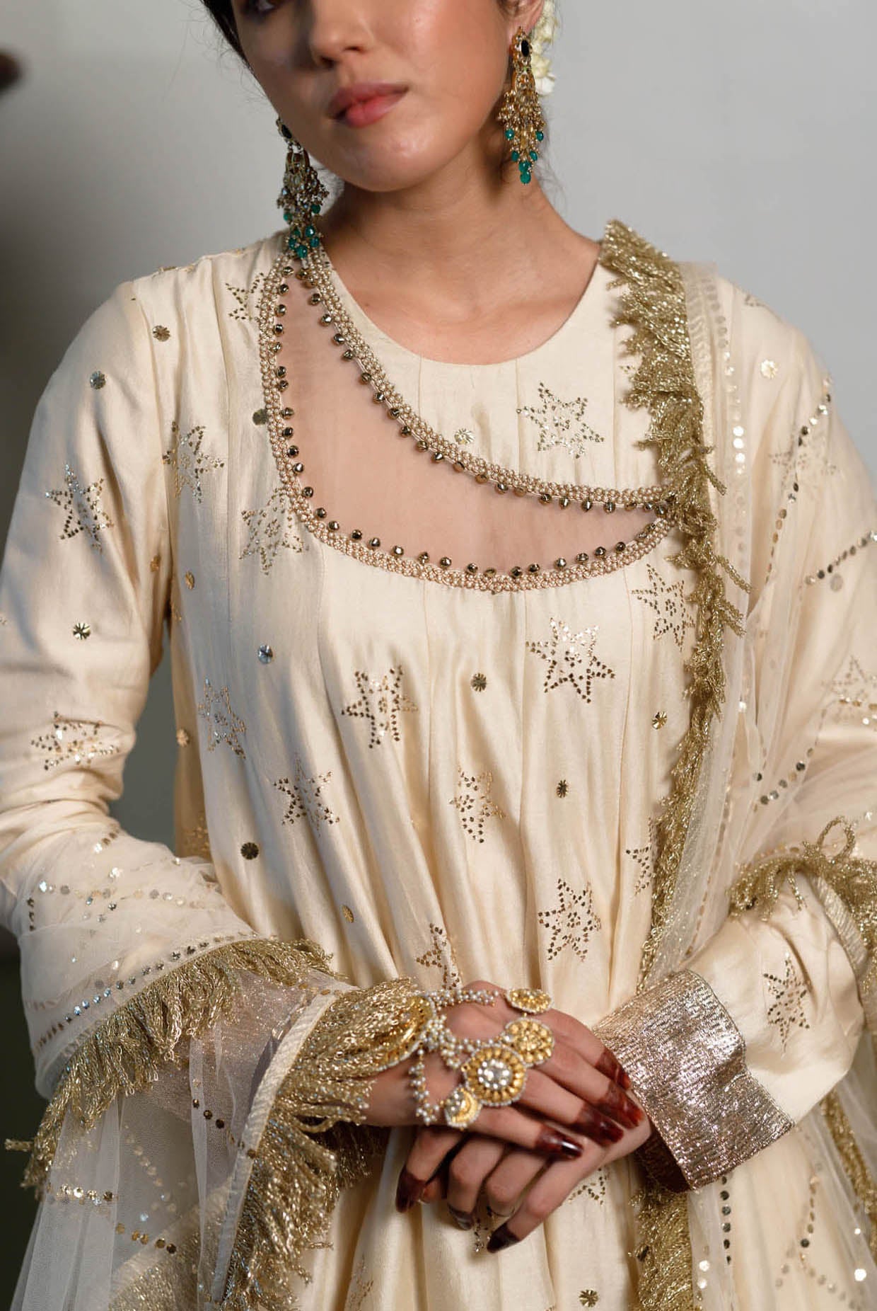 Afreen Stone Mukaish Silkmul Embroidered Kurta And Heavy Mukaish Silkmul Sharara With Mukaish Net Dupatta