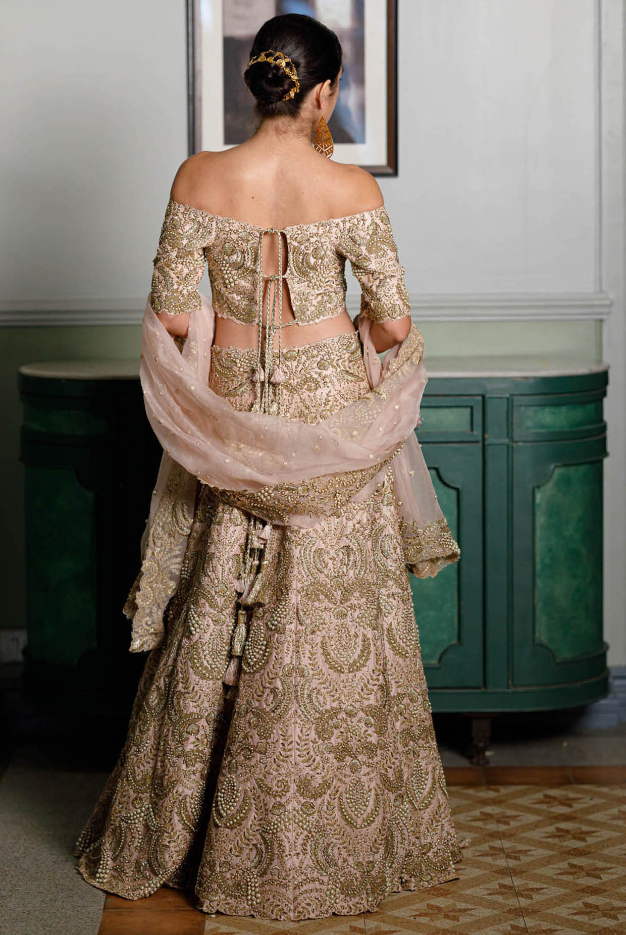 Aida Blush Embroidered Choli And Lehenga With Embroidered Dupatta