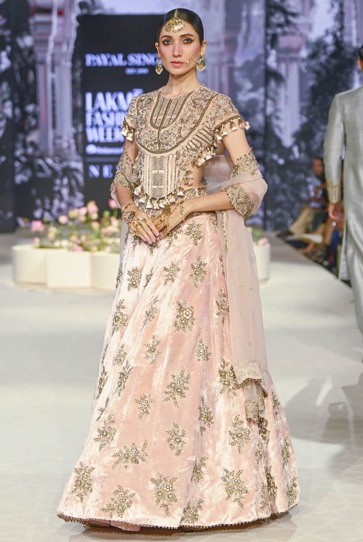 Faizah Blush Pink Embroidered Back Tie-Up Choli With Lehenga And Embroidered Dupatta