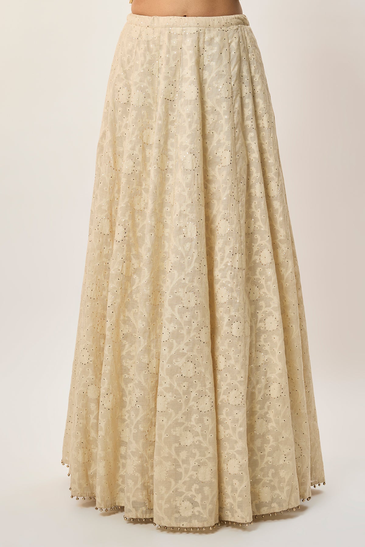 Yasna Stone Georgette Half Back Covered Embroidered Choli With Lehenga And Mukaish Mul Dupatta