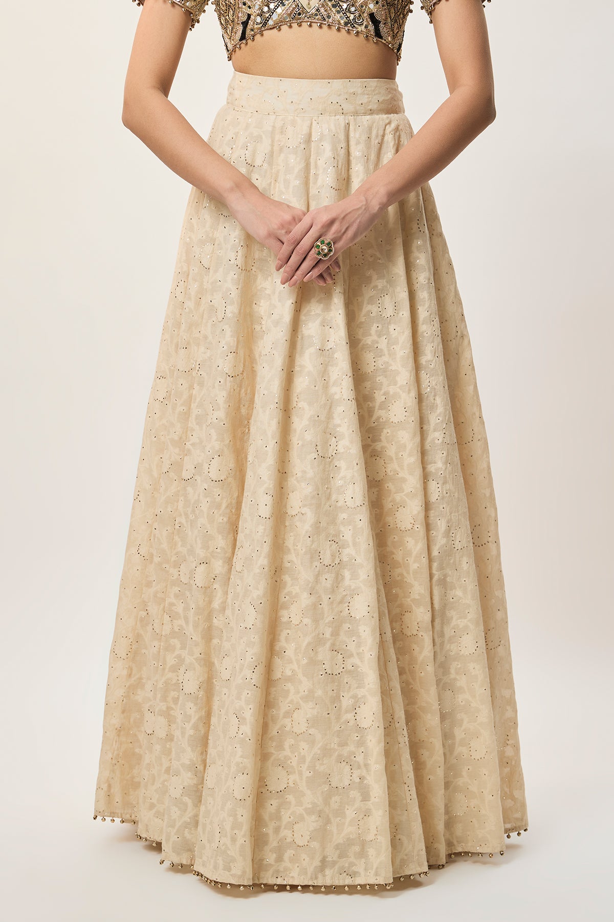 Mahtab Stone Georgette Embroidered Choli With Lehenga And Mukaish Mul Dupatta