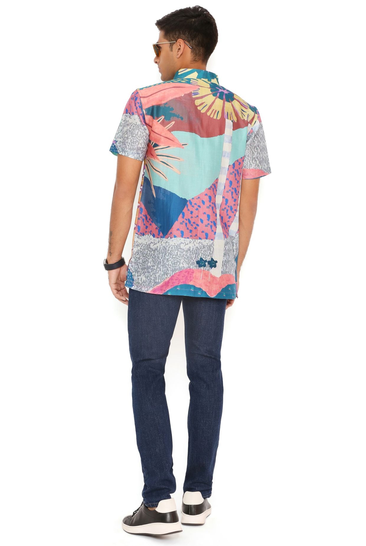 Purple Tropical Print Silkmul Shirt