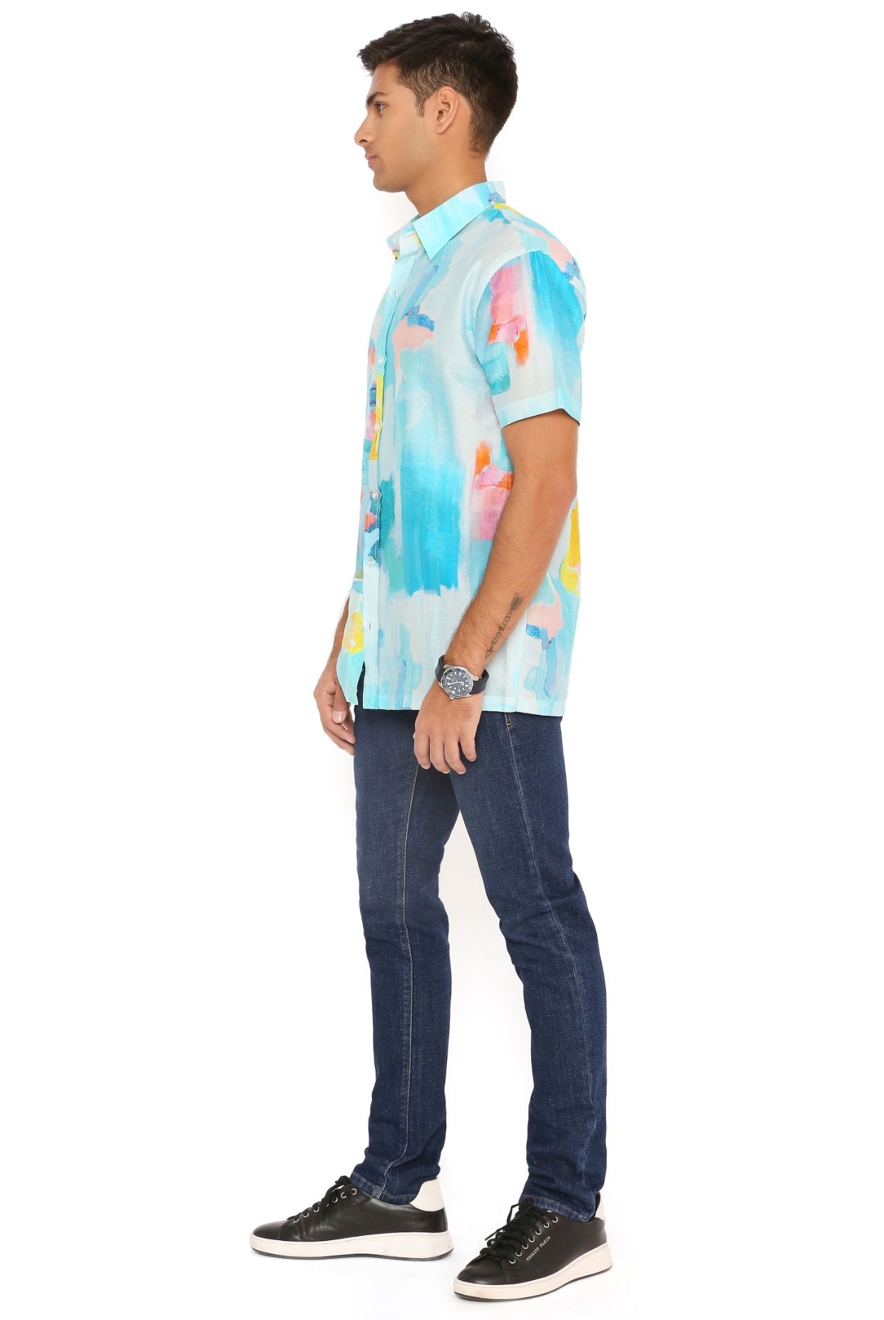 Painterly Print Silkmul Shirt