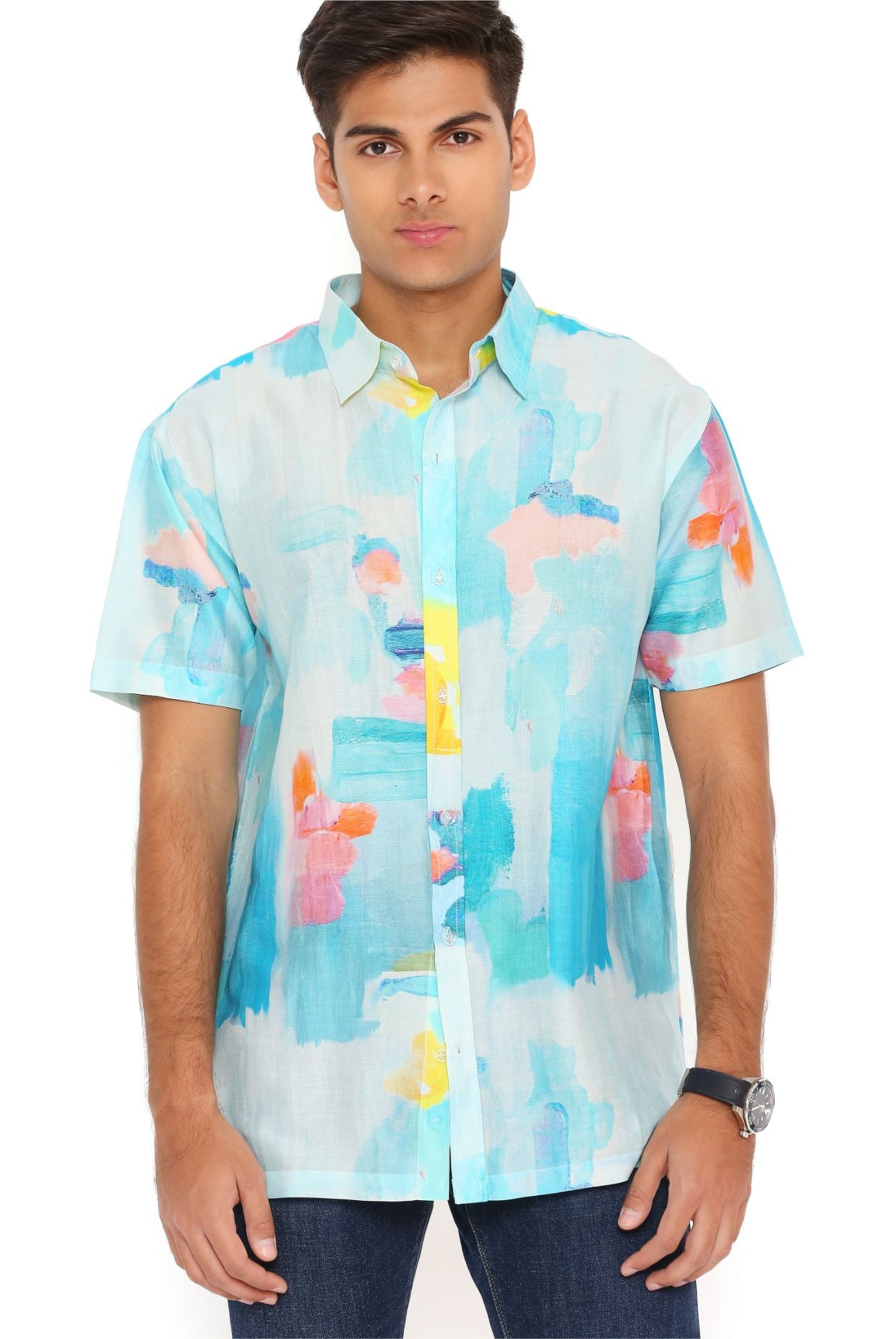 Painterly Print Silkmul Shirt