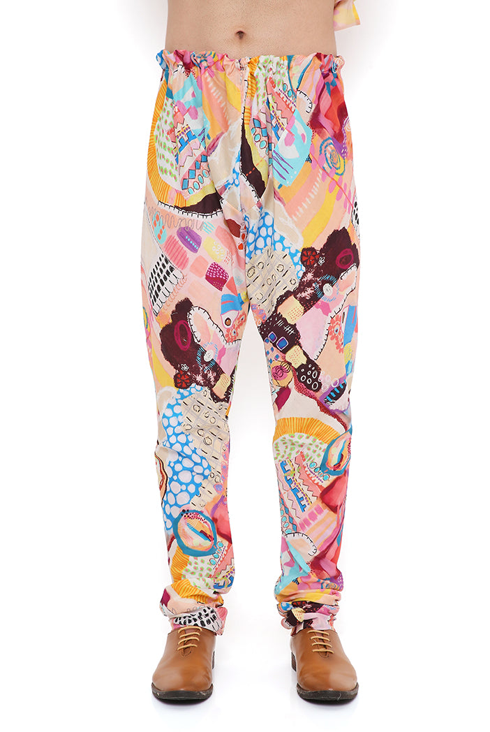 Trance Print Dupion Silk Bandi With Silkmul Kurta And Churidar