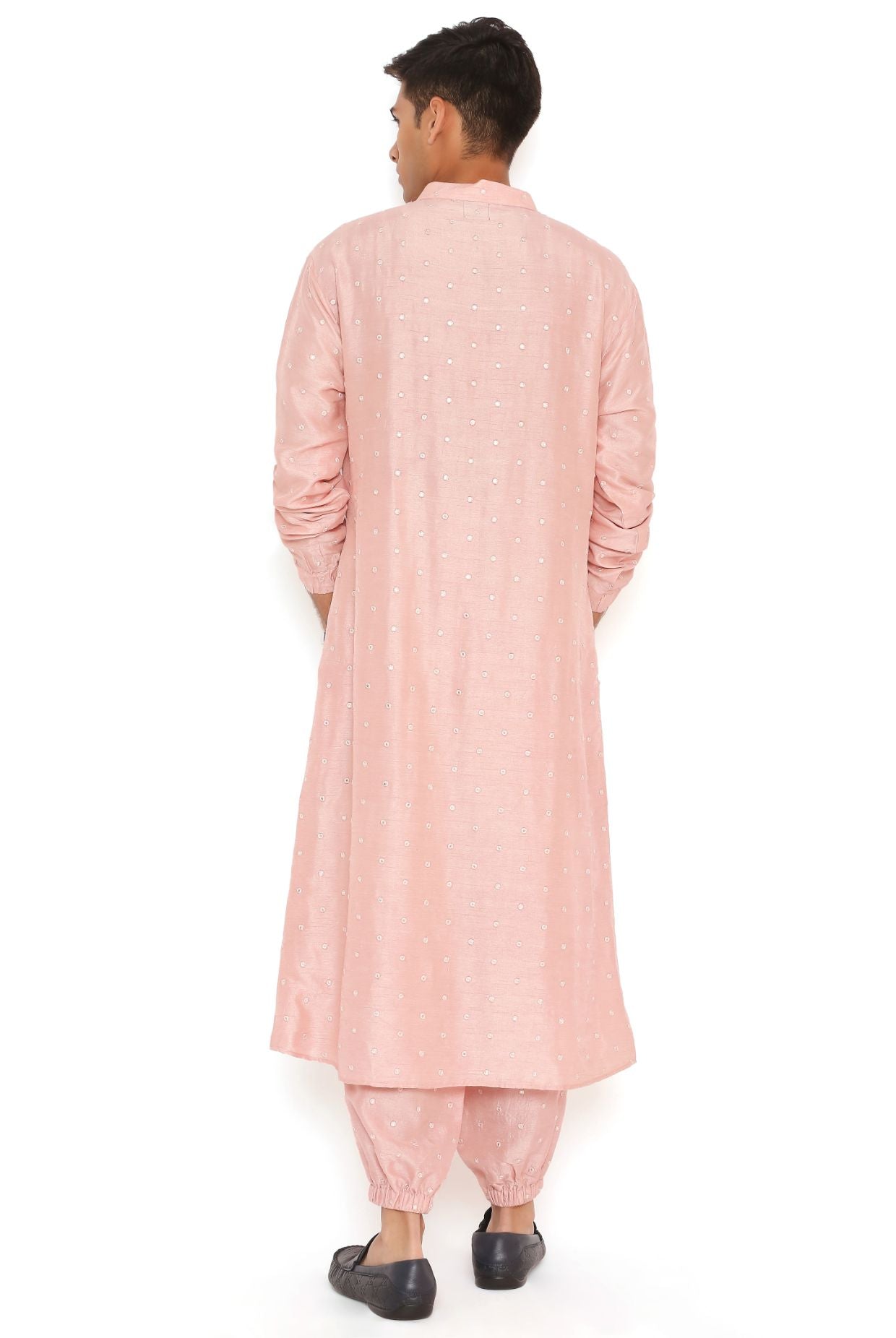 Blush Pink Abla Silk Bomber Kurta With Jogger Pant