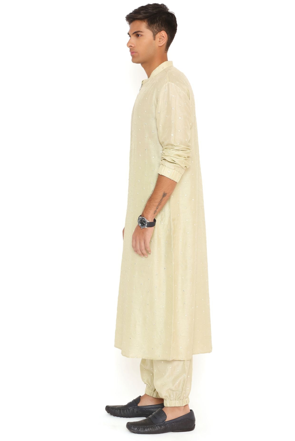 Mint Abla Silk Bomber Kurta With Jogger Pant