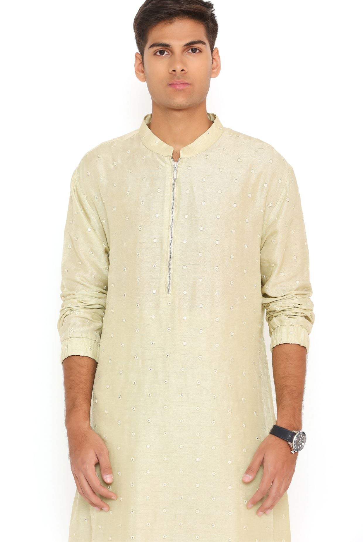 Mint Abla Silk Bomber Kurta With Jogger Pant