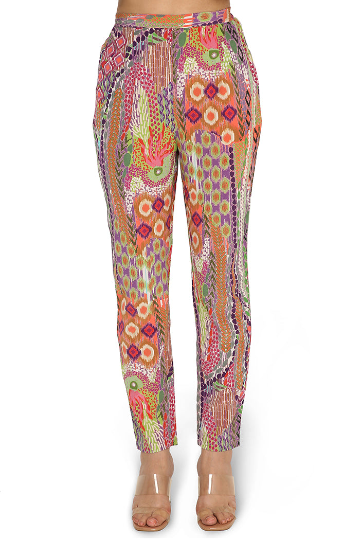 Zunaira African Print Crepe Top With Cigarette Pants