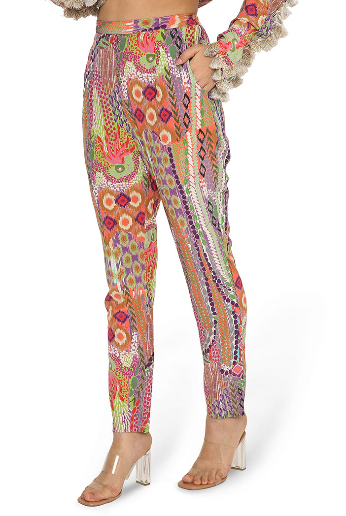 Zunaira African Print Crepe Top With Cigarette Pants