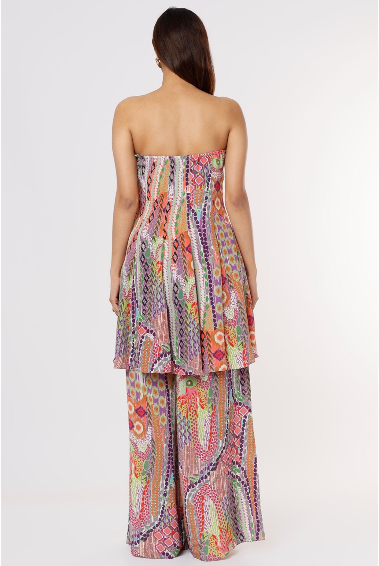Multi Colour African Print Crepe Tube Kalidar Kurta With Palazzo
